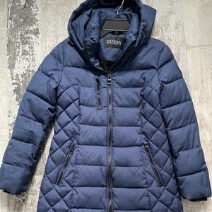 Like new, Navy Blue Guess Midi lLength Winter Coat